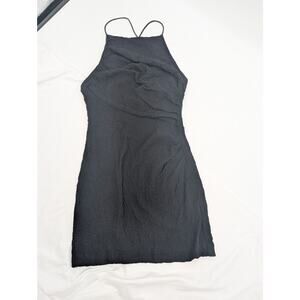 NWT Zara Textured Mini Drape Dress Black Women's Small Gauzy Feeling Night Out